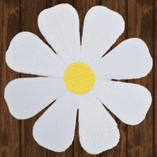 Large Yellow & White Daisy Embroidered Patch — Iron On