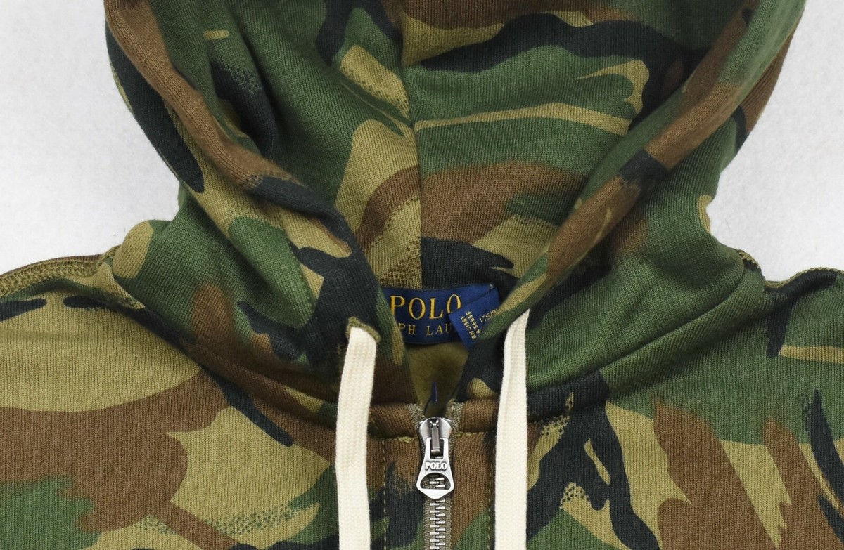 Polo Ralph Lauren Camo Hoodie Full Zip Camouflage Fleece Jacket S