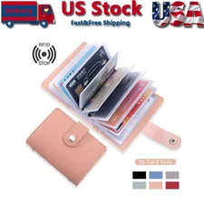 RFID Blocking ID Credit Card Holder 26 Cards Slim PU Leather Pocker Case Wallet