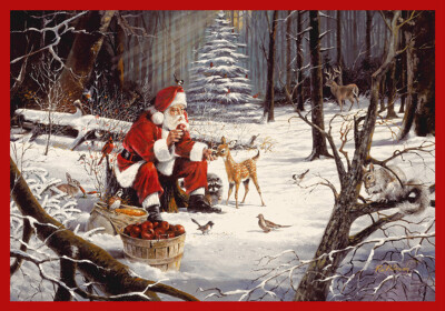 4x6 Milliken Christmas Party Forest Feast Santa Area Rug - Approx 3'10''x5'4''