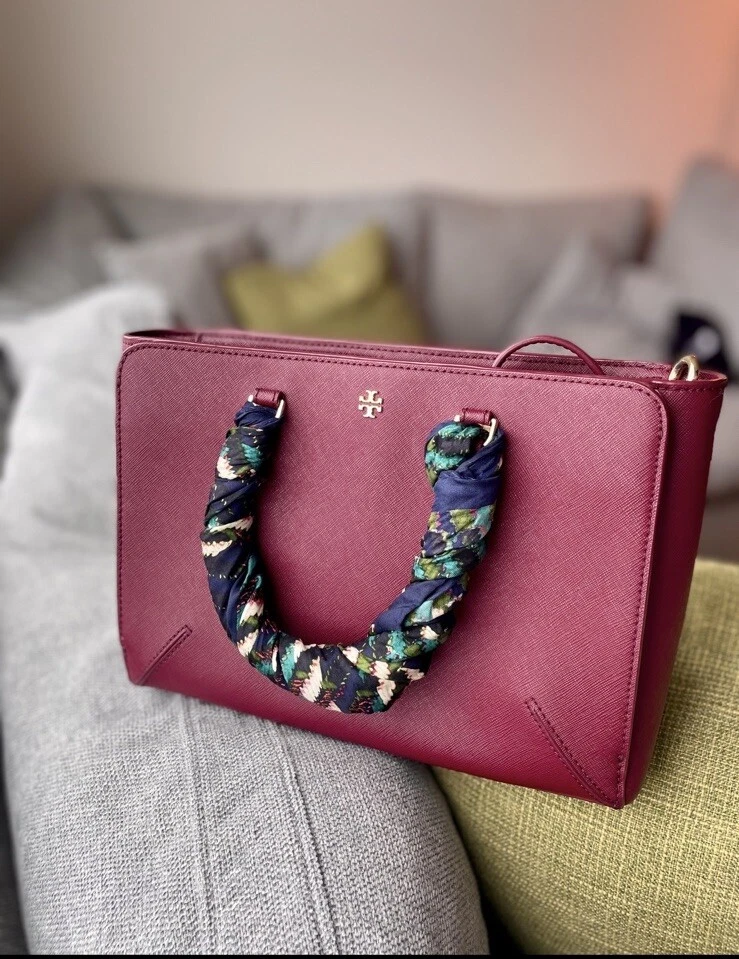 TORY BURCH EMERSON TOP ZIP LEATHER BAG WITH TORY BURCH NECKERCHIEF