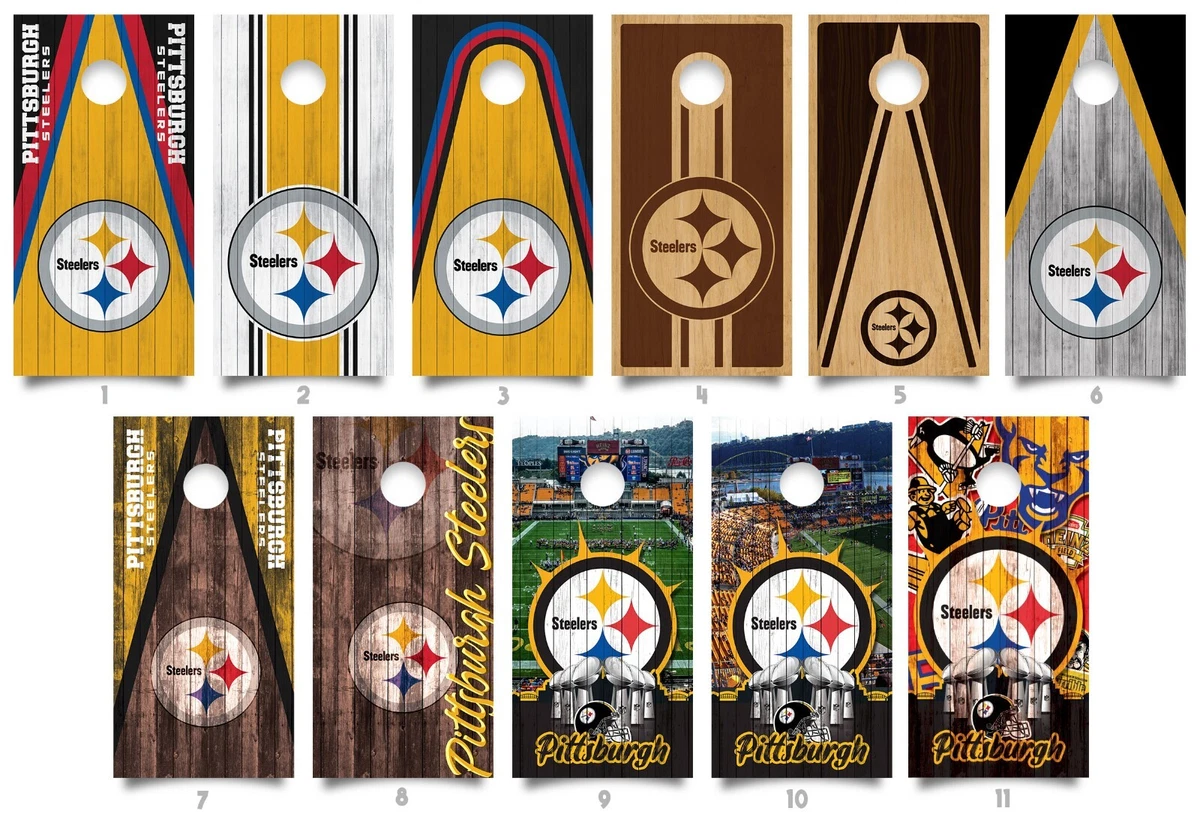 WATERPROOF NON FADING Pittsburgh Steelers Cornhole Board Wraps 11 Designs