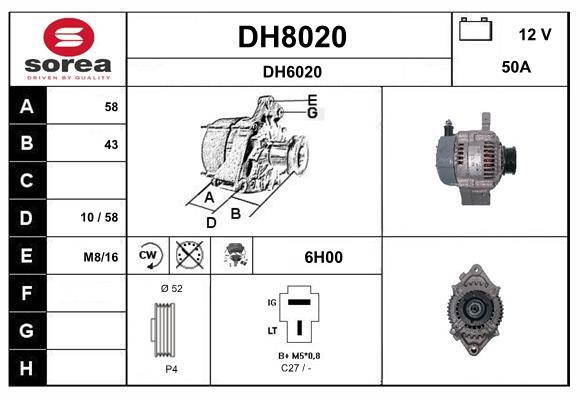 Alternateur SNRA DH8020 pièce moteur essence Daihatsu Applause
