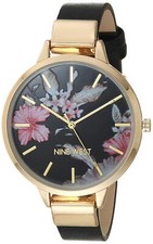 Nine West Women's Japanese Quartz Dress Watch with Faux Leather Strap Black 1...