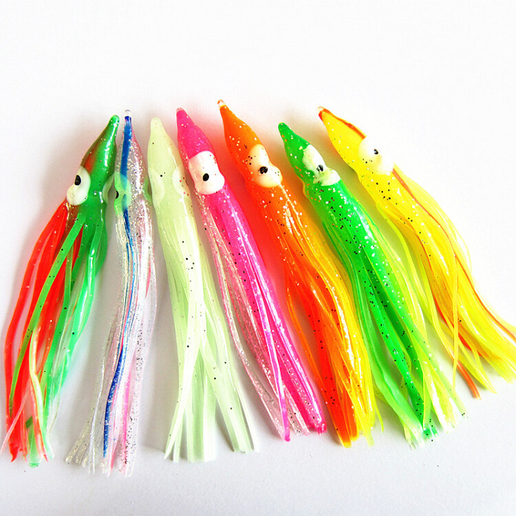 50pcs Soft Squid Skirt Fishing Lures Octopus Hoochies Trolling Baits