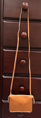 NEW Vntg Il Bisonte Natural Leather Zippered Square Crossbody Bag Purse Handbag