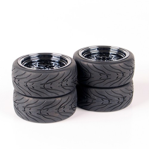 4X 1:10 Rubber Tire&Wheel Rim Flat Racing Tyres For HSP HPI RC On Road Car 10362 - Picture 6 of 7