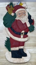 Vintage Santa Claus Large sign plaque Christmas wall decor 18” Handmade