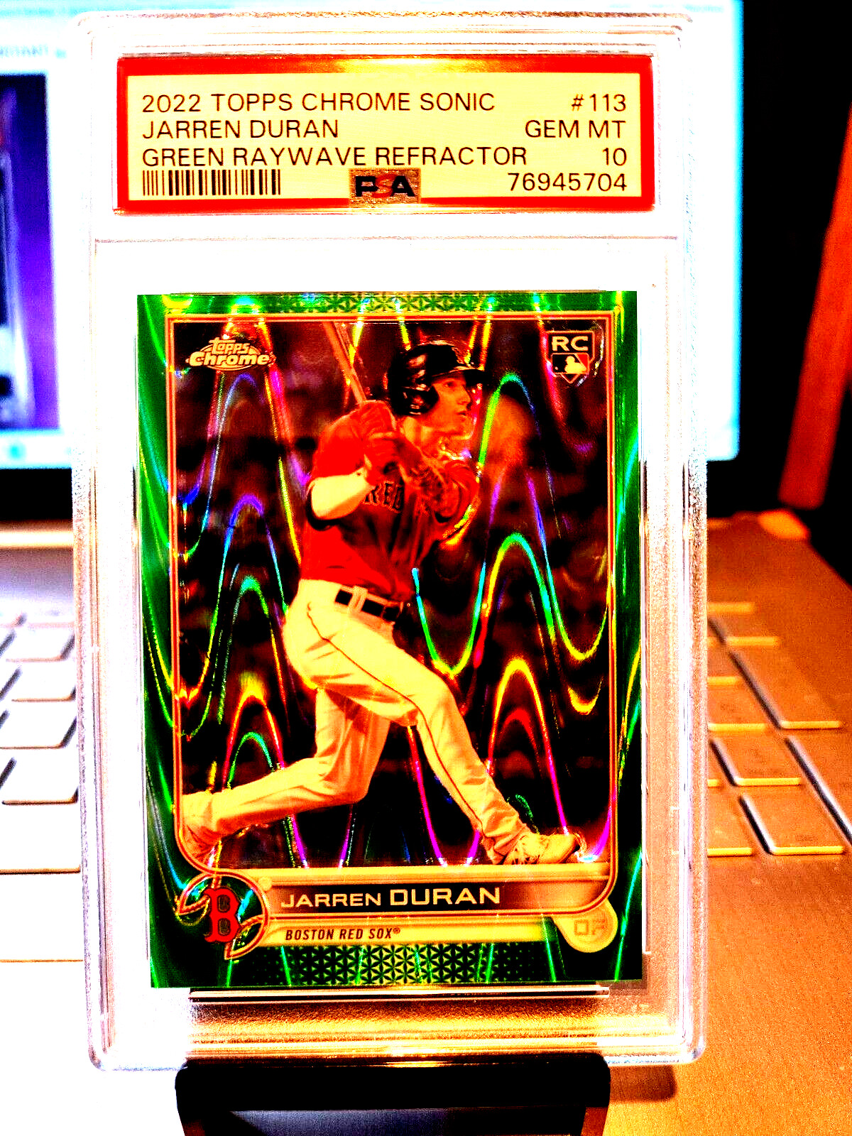 2022 Topps Chrome Sonic #50/99 Jarren Duran Green Raywave Ref. Gem Mt 10 POP-1"