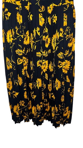 J Crew Dress Yellow Flowers On Navy Size 6 Midi Dress (D167) - Picture 4 of 11
