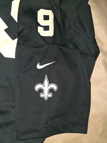 Nike On Field Drew Brees New Orleans Saints Jersey NFL Youth Size L Large Black - Picture 5 of 8