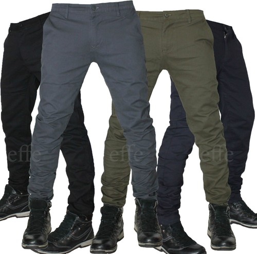 Pantaloni uomo Casual cotone slim chino elasticizzati Tasca America a filo  nuovo | eBay