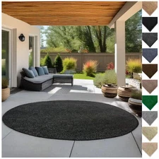 Koeckritz Economy Ribbed Round Indoor/Outdoor Area Rug for Patio, Deck, Entryway