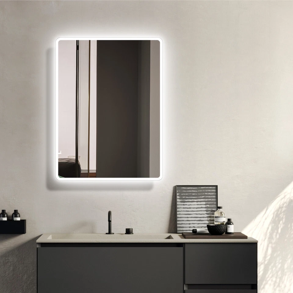 Specchio bagno rettangolare LED retroilluminato e accensione touch tattile -AGAT - Immagine 4 di 4