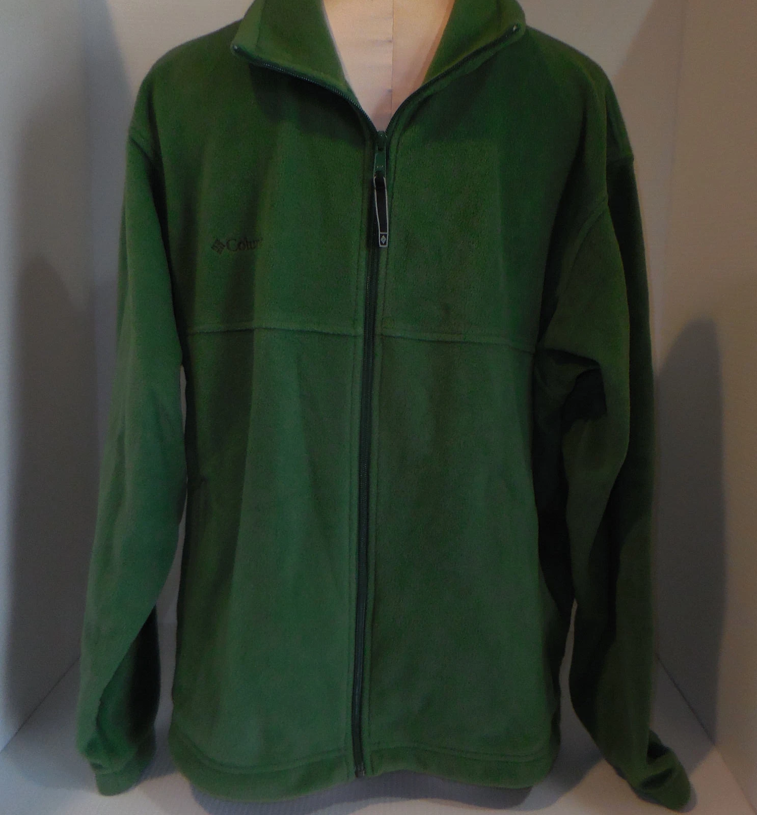 COLUMBIA Mens Womens Full Zip Fleece Jacket Sweatshirt Coat L Large Green MINT