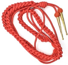 Aiguillette Red Silky with Gold tags Bands Army Hand Made High Quality