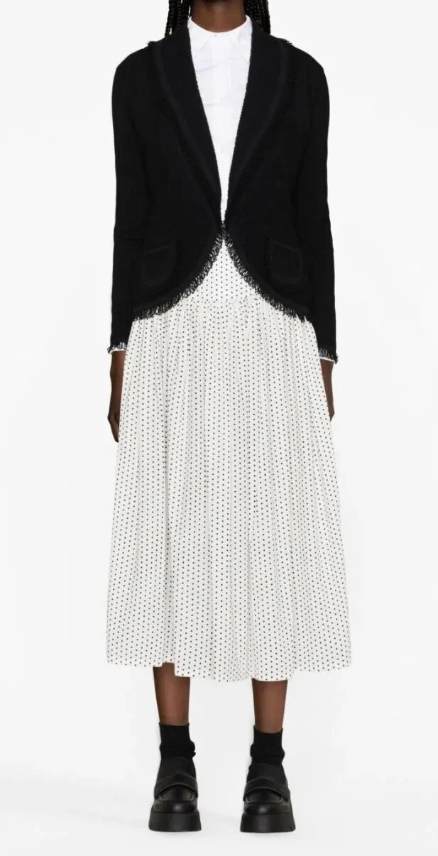 CHRISTIAN DIOR Giacca Tessuto Miscela Lana 10 Nero Strutturati Bordi Sfilacciati 1997 1998