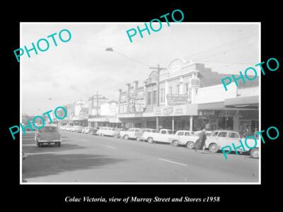 OLD LARGE HISTORIC PHOTO OF COLAC VICTORIA VIEW OF MURRAY St & STORES c1958
