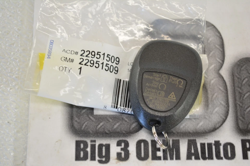 Передатчик дверного замка пульт дистанционного управления GMC Yukon Chevrolet Tahoe новый от оригинального производителя 22951509 - Изображение 2 из 2