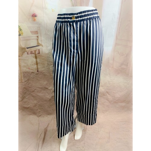 NEW J Crew Blue White Stripe Silky Crop Wide Leg Pants Size 10 - Picture 2 of 7