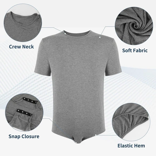 Camiseta interior de leotardo de color liso para hombre Botón a presión Entrepierna Body Manga corta - Imagen 8 de 26