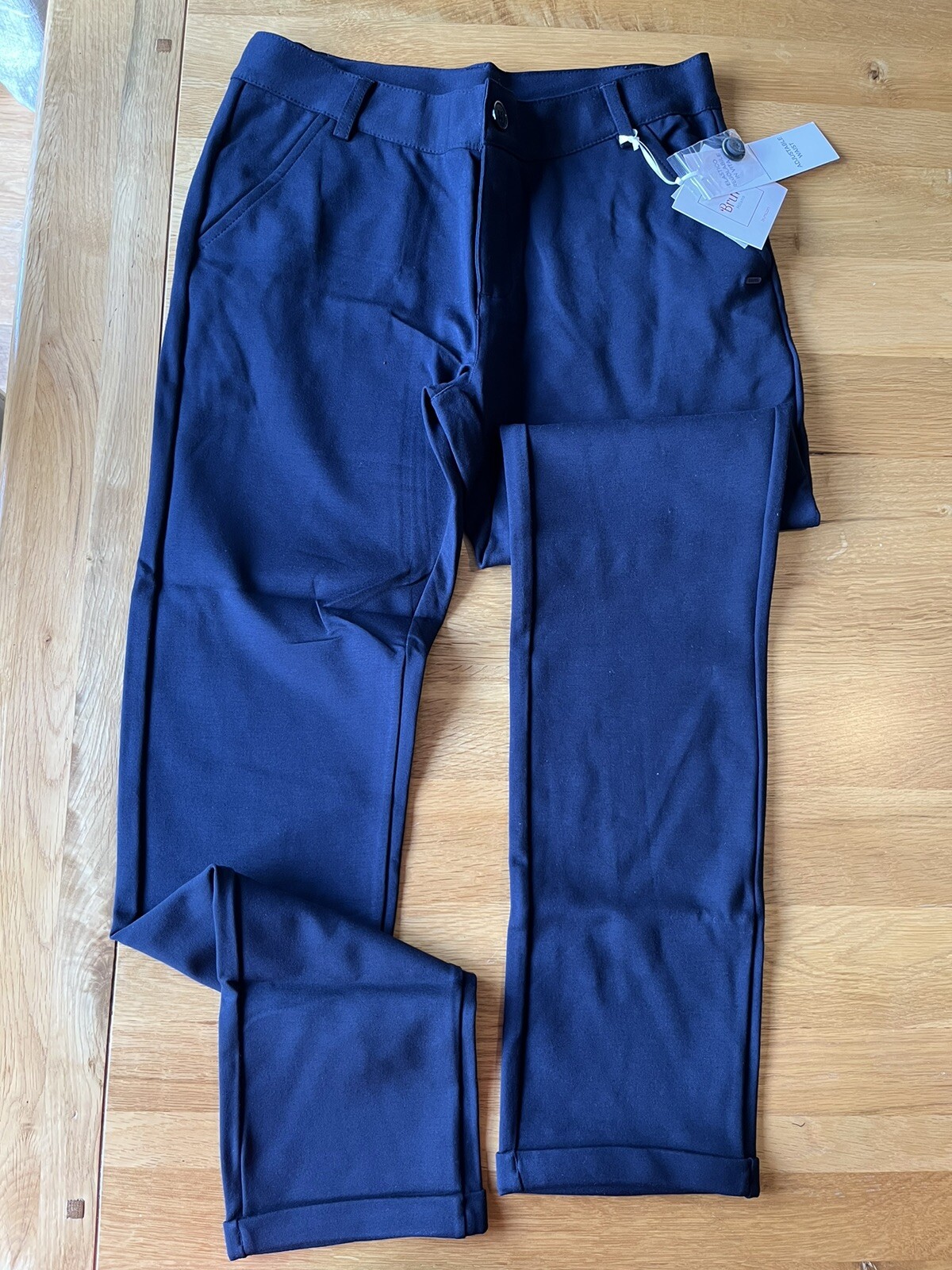 BNWT Smart trousers wedding 12y Navy Blue super soft material adjustable waist image 2