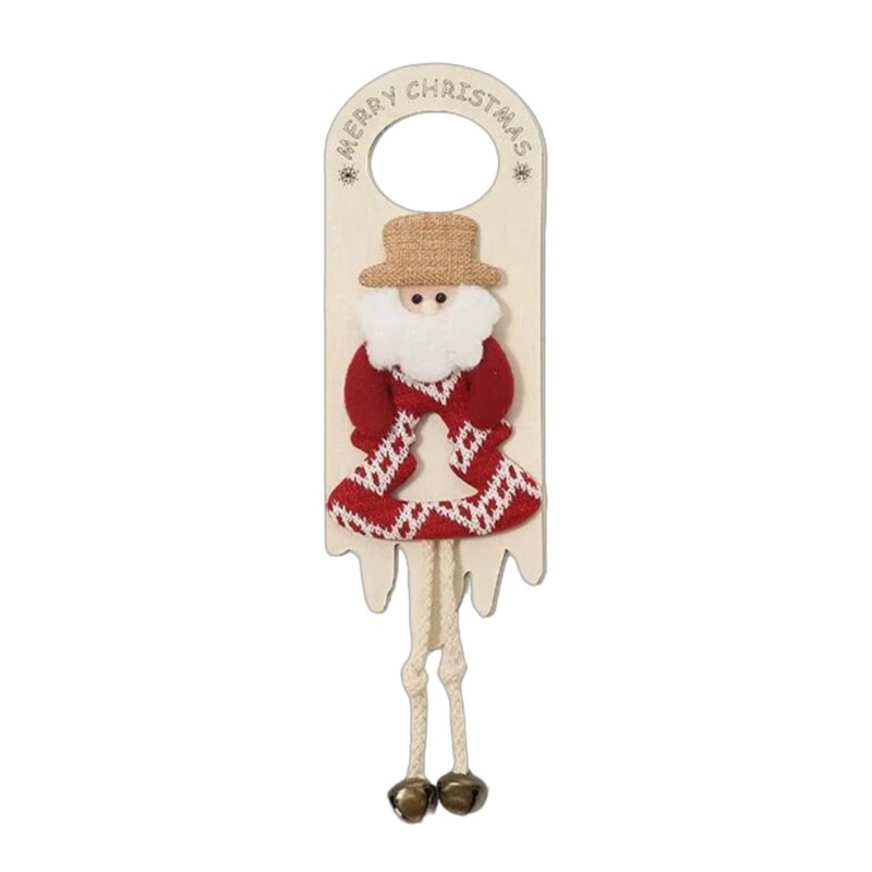 Festive Cartoon Santa Door Handle Hanging Decoration for Christmas