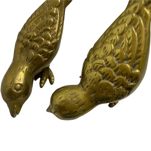 Vintage Pair Brass Birds Eating Head Down 4" long Detailed Wild Bird Figurines - Picture 4 of 7