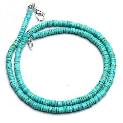 NATURAL GEMSTONE PERUVIAN BLUE OPAL 6MM SQUARE HEISHI BEADS NECKLACE 16.5" 