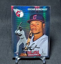 Oscar Gonzalez Prism Refractor Rookie RC 2023 Topps Chrome Platinum Card #83. rookie card picture