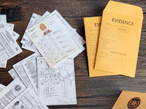 1/6 SCALE Mini Police Homicide CSI Paperwork, 2 Folders, 2 Evidence, 20 Document - Picture 7 of 13