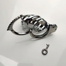 US Adjustable Stainless Steel Ring Male Chastity Cage Metal Chastity Lock Silver