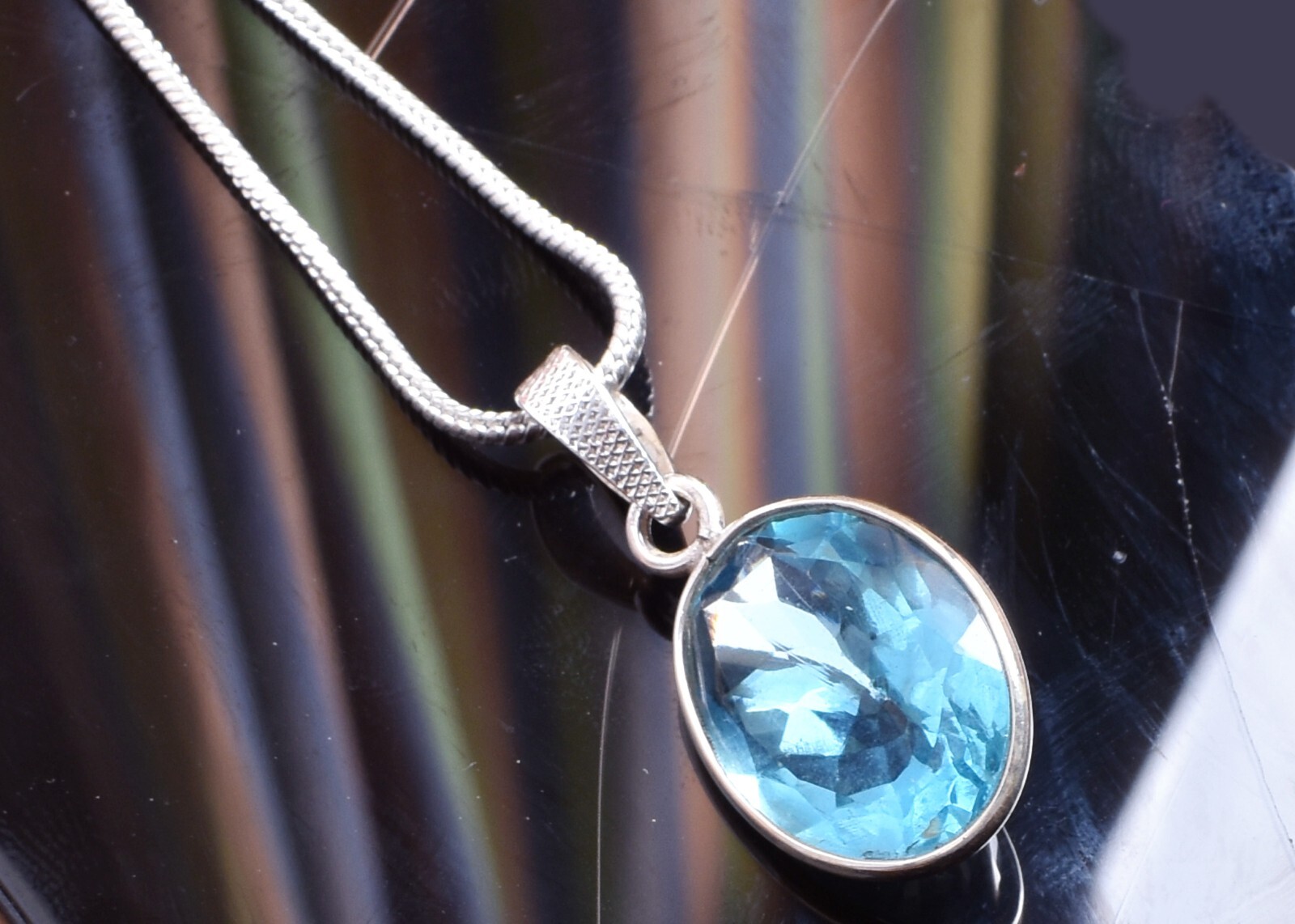Collier Pendentif Ancien En Vermeil Et Argent Avec Véritable émeraude Et Topaze - Bijou Vintage