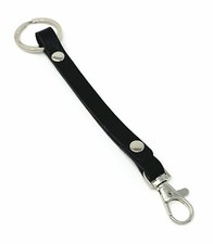 Engraved Personalized Black Genuine Leather Wristlet Key Chain Key fob