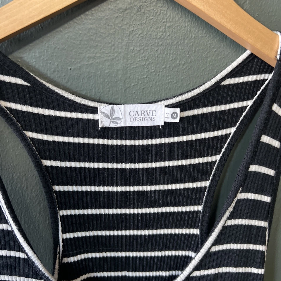 Carve Designs Dress Women's M Black White Stripe Long Dress - Изображение 3 из 4