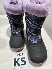 Big Girls Kamik Navy Purple Weather Resistant Fur Lined Mid calf Snow boots 7