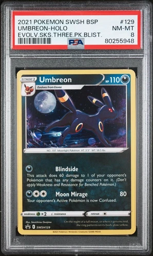SWIRL Umbreon SWSH129 - PSA 8 Graded Near Mint Black Star Promo