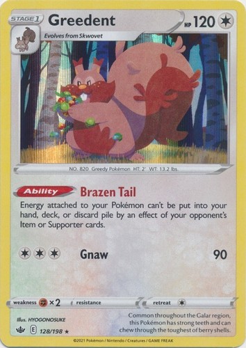 Holo  Greedent - 128/198 Chilling Reign Rare Pokemon TCG