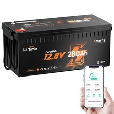 LiTime 12V 280Ah Bluetooth LiFePO4 Lithium Battery For RV Solar Boat-Refurbished