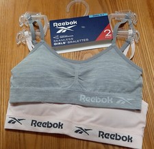 NWT REEBOK Girl 2 pack Size SMALL 6-7 Gray  Pink Padded Bralettes BRA BRAS
