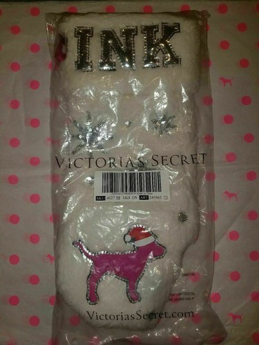 NWT Victoria's Secret PINK Christmas Stocking White or Black Sherpa- Super Cute! - Picture 5 of 14