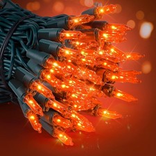 Outdoor Halloween Lights, 2PACK 13ft 50 Count 50 Bulbs Pack of 2 50L Orange