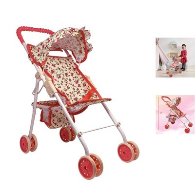 Adorable 21'' Floral Baby Doll Stroller for Toddlers - Foldable & Travel Friendly