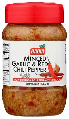 Badia Minced Garlic & Red Chili Pepper 8 oz   Spicy Savory Blend with 8 Ounce 