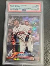 2018 Topps Chrome - Ozzie Albies White Jersey #72 Prism Refractor (RC) PSA 10