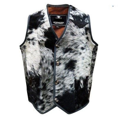 Vest Men's Genuine Cowhide Skin Natural Real Hair On Cowhide Leather