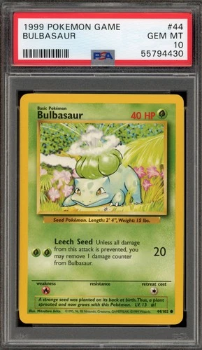 Pokemon Bulbasaur Base Set Unlimited #44 PSA 10 Gem Mint