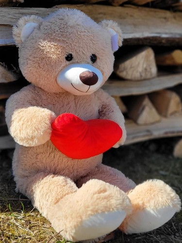 XXL Teddybär creme mit Herz Kuschelbär 100cm Teddy Bär Kuscheltier - Bild 4 von 4