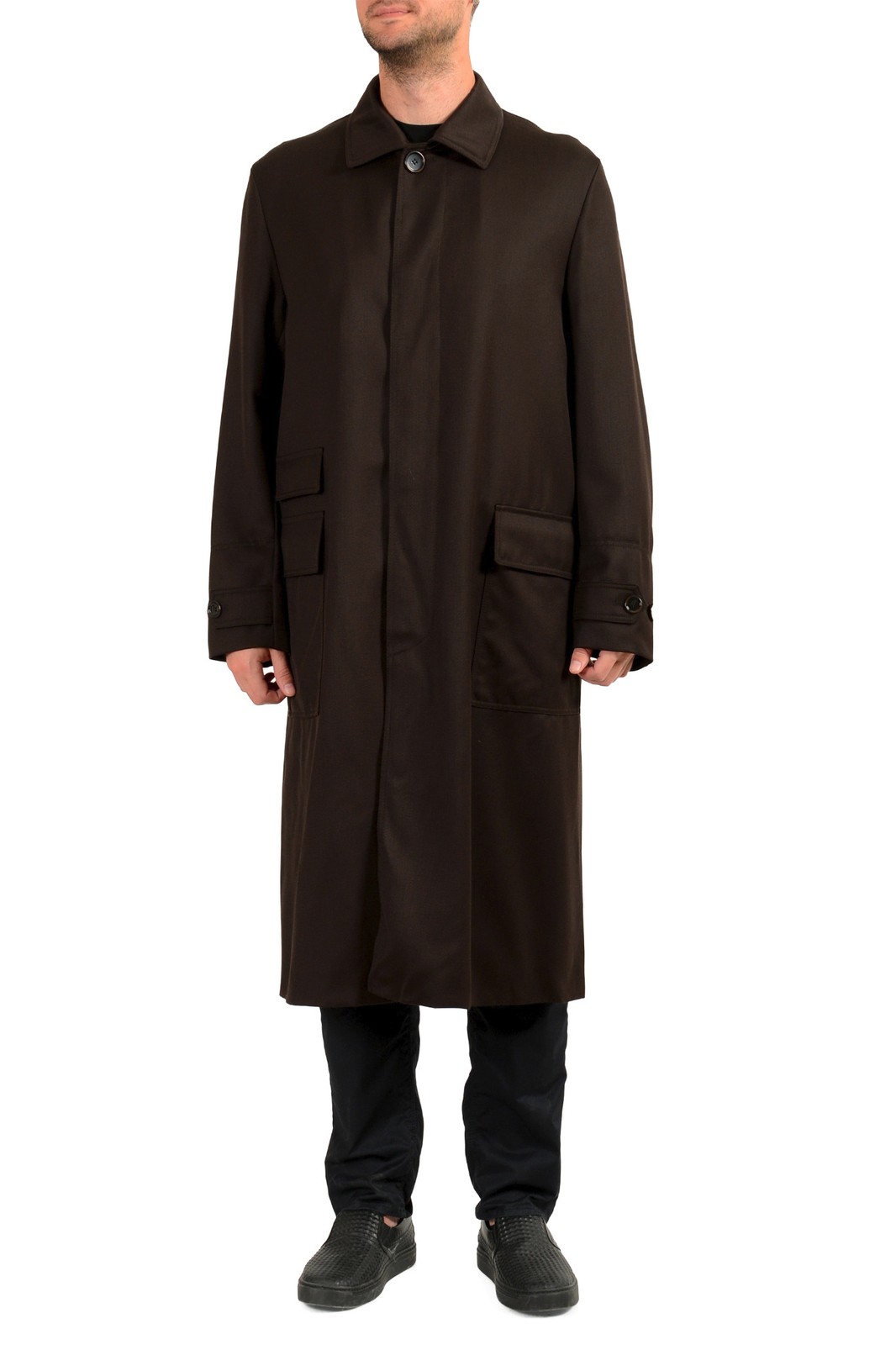 Длинное пальто Hugo Boss мужское Rogen Brown из 100 шерсти на пуговицах 59790₽