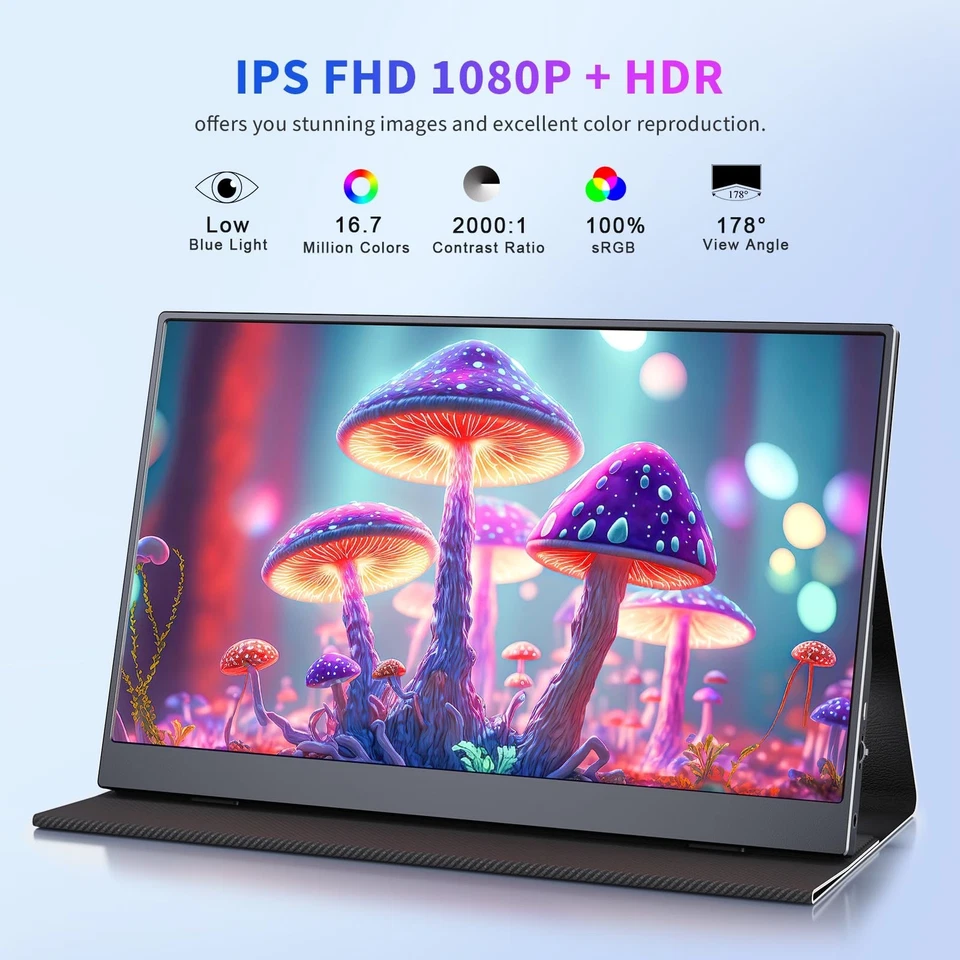 15,6 Zoll Mobiler Monitor 1080P HDR Portabler Monitor IPS Bildschirm für Laptop - Bild 2 von 4